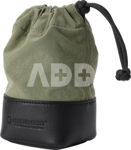 Artisan & Artist I ACAM-LP140 I Fabric and Leather Lens Pouch (M) Khaki/Black