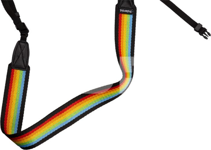 POLAROID CAMERA STRAP FLAT RAINBOW BLACK