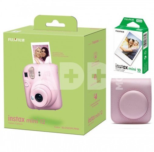 Fujifilm Instax Mini 12 camera Blossom Pink + Instax Mini Glossy (10pl) + dėklas