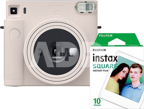 Fujifilm instax Square SQ1 Chalk White + 10 vnt. fotoplokštelių