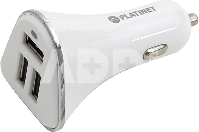 Platinet car charger + cable 3xUSB 5200mA, white (43722)