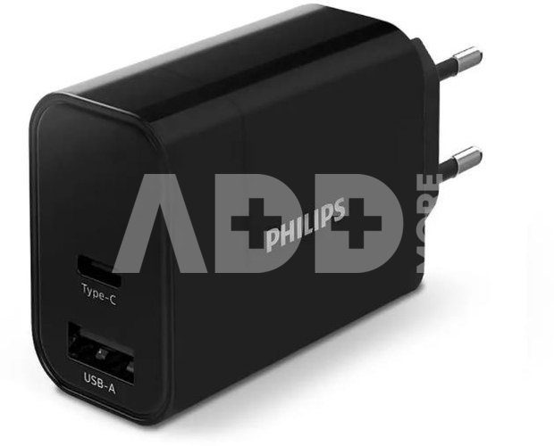 Philips High Power Dual USB Charger 1 USB-A USB C 30W (PD, QC)