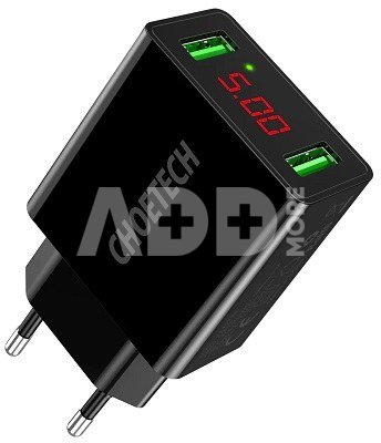 CHOETECH CHOETECH C0028 BLACK LC D wall charger 2xUSB 12