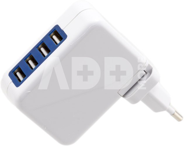 Omega USB charger 4xUSB EU + cable, white (42672)