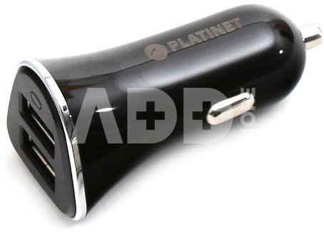 Platinet car charger + cable 2xUSB 3400mA, black (43719)