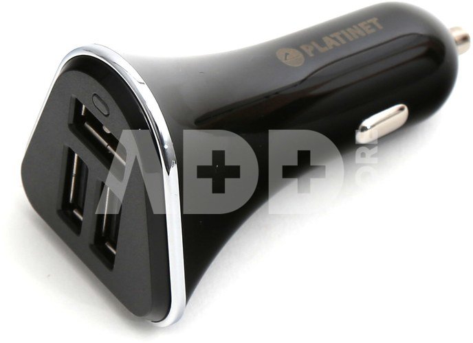 Platinet car charger + cable 3xUSB 5200mA, black (43721)