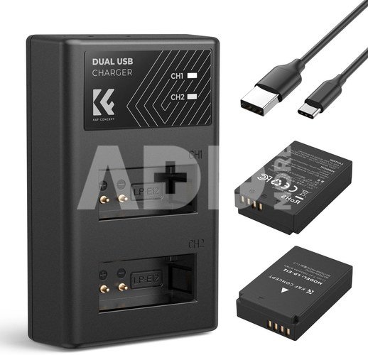 K&F LP-E12 Digital Camera Dual Battery with Dual Channel Charger, for Canon Camera Charger