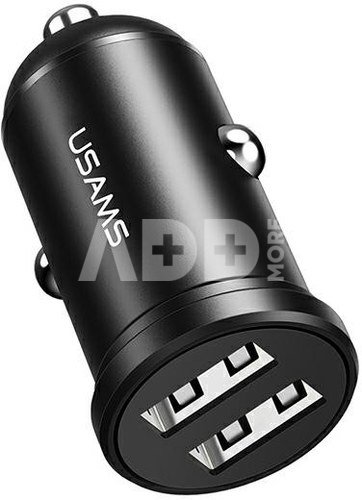 USAMS Car Charger 2xUSB 2,4A Black