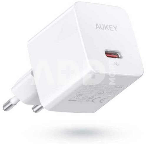 AUKEY Mini mains charger PA-Y20S White 1xUSB-C 20W PD Power Delivery