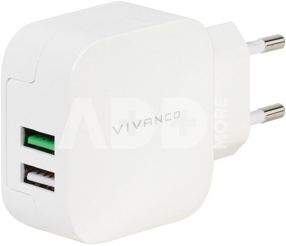 Vivanco charger USB 2,4A/1A, white (37563)