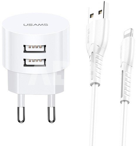 USAMS Charger T20 2xUSB 2,1A Lightning