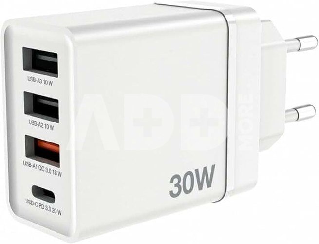 Verbatim USB Wall Charger 30W 1xUSB-C PD 3xUSB-A weiß 49701