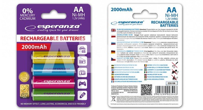 Esperanza Rechargeable Batteries AA 2000mAh