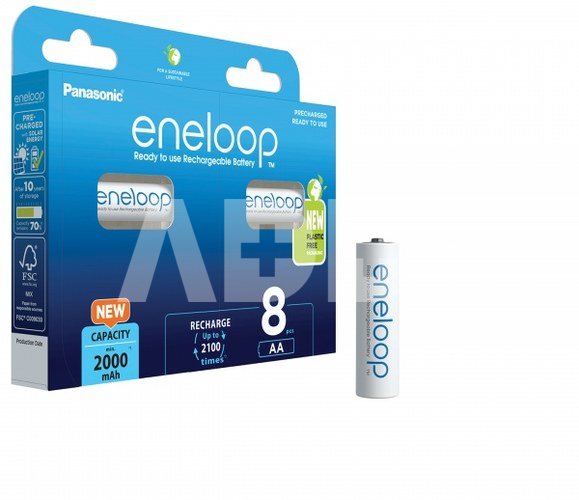 Įkraunamos baterijos Panasonic ENELOOP BK-3MCDE/8BE, 1900 mAh, 2100 (8xAA)