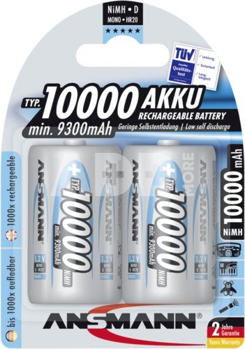 1x2 Ansmann NiMH rech.bat. 10000 Mono D 9300 mAh
