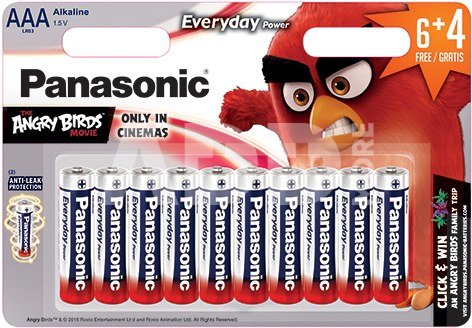 Baterijos Panasonic LR03 EPS 6+4BP Angry Birds