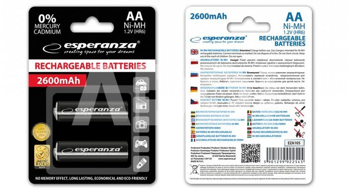 Esperanza Rechargeable Batteries AA 2600mAh black 2 PCS
