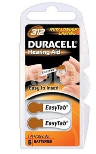 Duracell A312/DA312/ZL312, Zinc air cells, 6 pc(s)