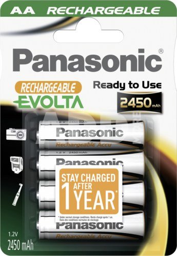 1x4 Panasonic NiMH Mignon AA 2450 mAh įkraunami akumuliatoriai