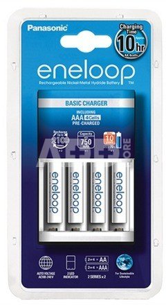 Panasonic Eneloop Basic Charger incl. 1x4 AAA Micro Akkus