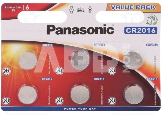 Baterijos Panasonic CR-2016EL/6BP 1vnt