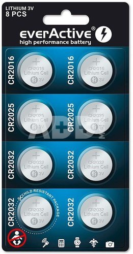 everActive LITHIUM BATTERIES SET 8 PCS CRMIX