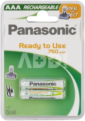 1x2 Panasonic Akku NiMH Micro AAA 750 mAh Ready to Use DECT