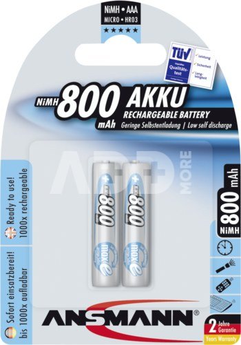 1x2 Ansmann maxE NiMH rech. bat. Micro AAA 800 mAh german