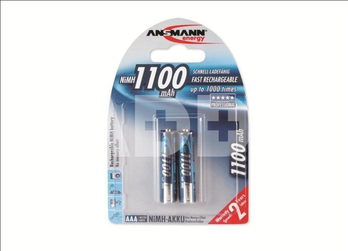 1x2 Ansmann NiMH rech. battery 1100 Micro AAA 1050 mAh