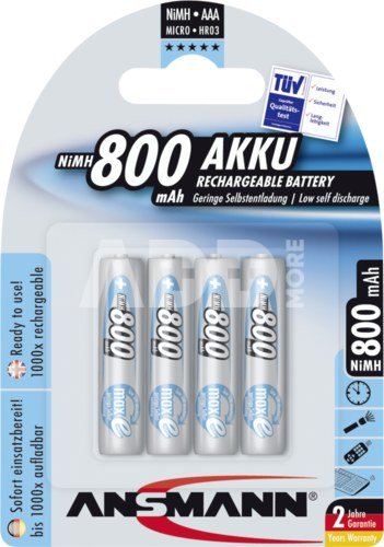 1x4 Ansmann maxE NiMH rech. bat. Micro AAA 800 mAh german