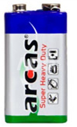 Arcas Super Heavy Duty 9V Block (6LF22), 1-pack