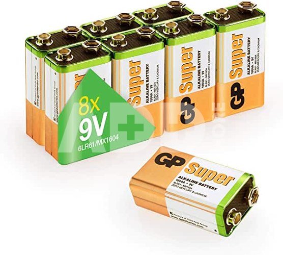 1x10 GP Super Alkaline 9V-Block 6LR61 Bulk Box 030E1604ALB8