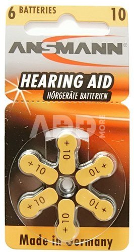 1x6 Ansmann Zinc-Air 10 (PR 70) Hearing Aid Batteries