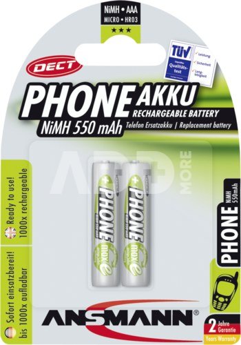 1x2 Ansmann maxE NiMH rech.bat. Micro AAA 550 mAh DECT PHONE