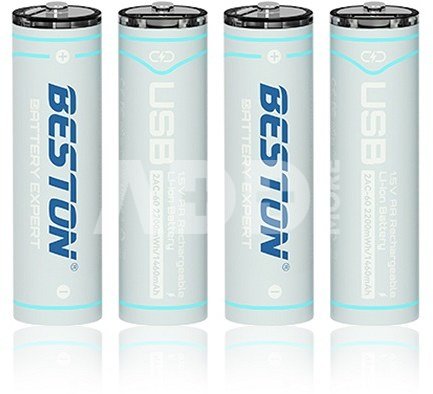 Baterijos AA įkraunamos su USB-C lizdu, 1460mAh, Li-Ion, 4 vnt.