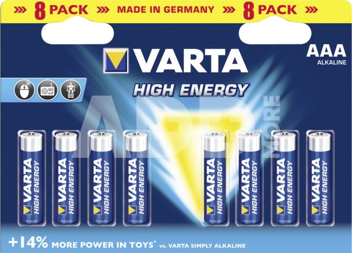 20x8 Varta High Energy Micro AAA LR 03 PU inner box