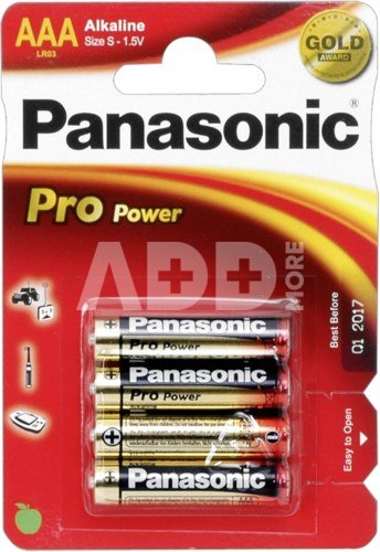 12x4 Panasonic Pro Power LR 03 Micro AAA maitinimo elementai