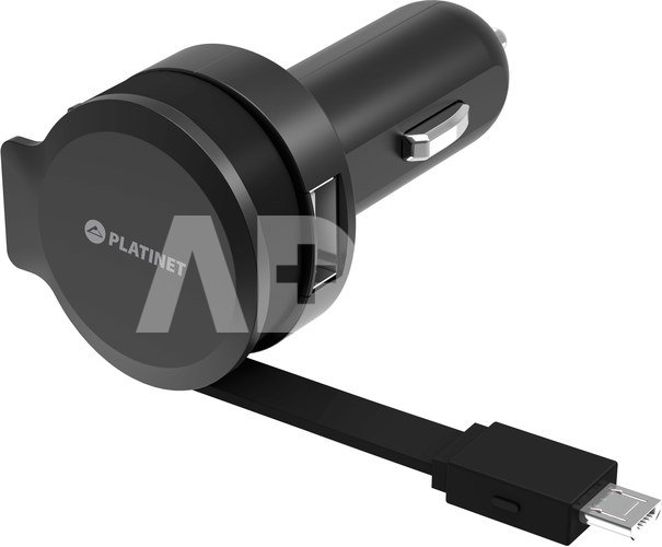 Platinet car charger 1xUSB 2,4A + microUSB cable (44650)