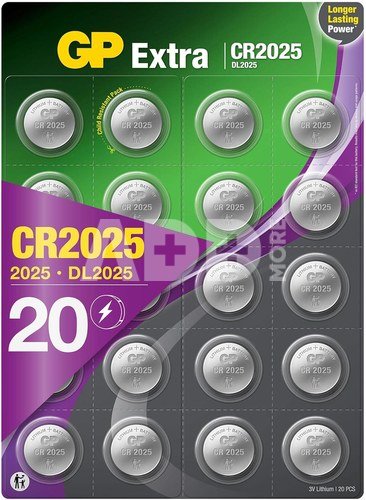 1x500 GP CR2025 Lithium 3V Knopfzelle BULK Schrumpfpack