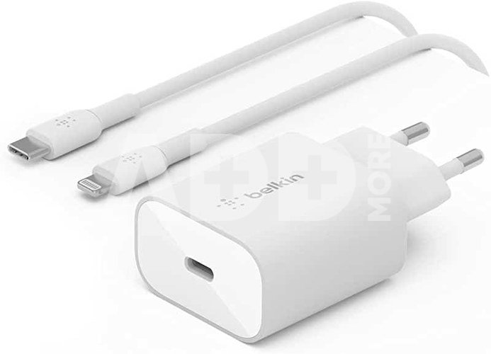 Belkin USB-C Charger 25W PD + Lightning Cable WCA004vf1MWH-B5