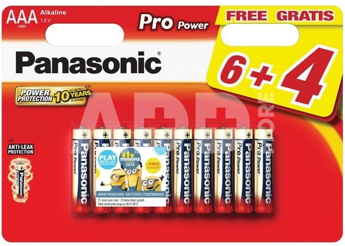 Baterijos Panasonic LR03 PPG 6+4BP Minions