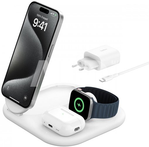 Belkin BoostCharte 3-in-1 mag Qi2 15W white foldable