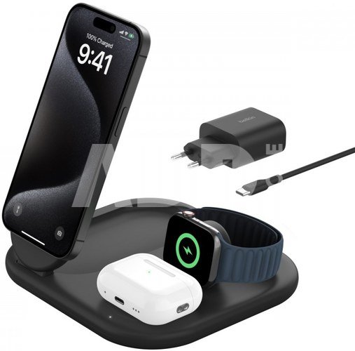 Belkin BoostCharge 3-in-1 mag Qi2 15W black foldable