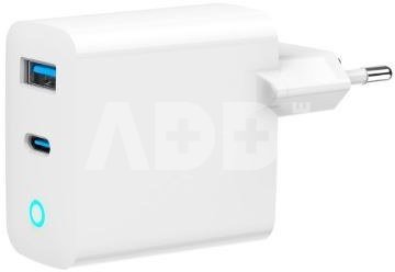 Gembird GaN USB-A USB-C Charger LED 65W PD QC3.0 white