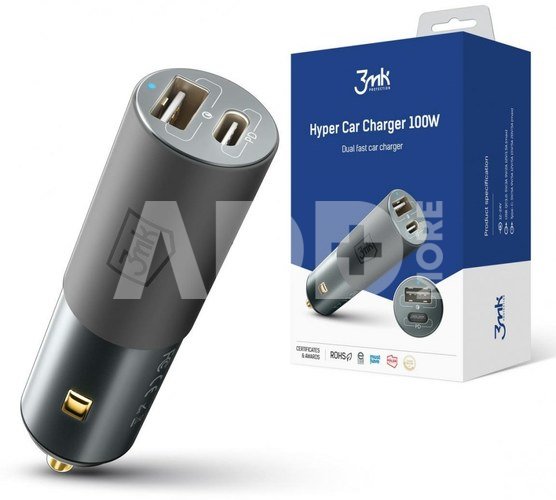 3MK Car charger 100W PD 1xUSB-C+USB-A