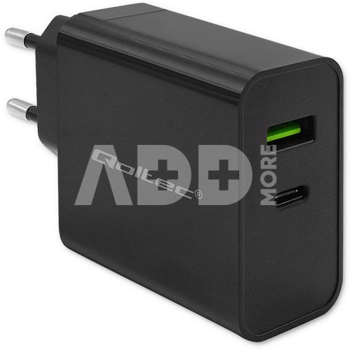 Qoltec Super Quick PD charger 1xUSB C, 1xUSB, 45W