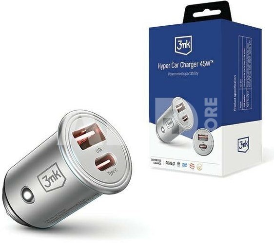 3MK Car charger 45W 1xUSB-C +USB-A