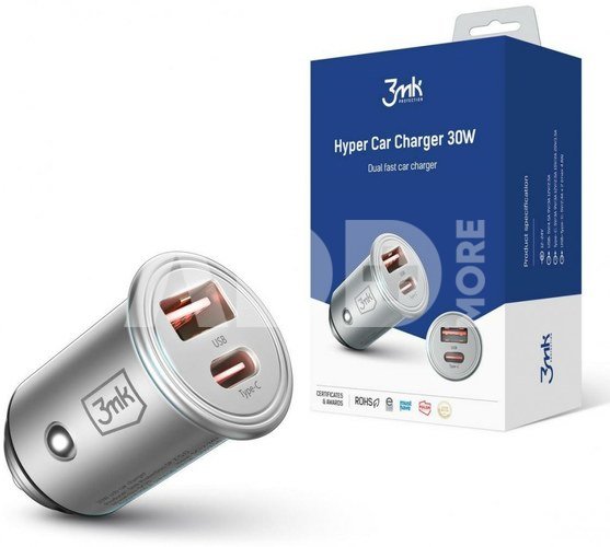 3MK Car charger 30W PD 1xUSB-C+USB-A