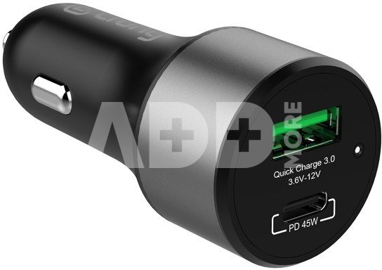 CRONG Car charger USB-C PD 45W + USB QC 3.0 18W black