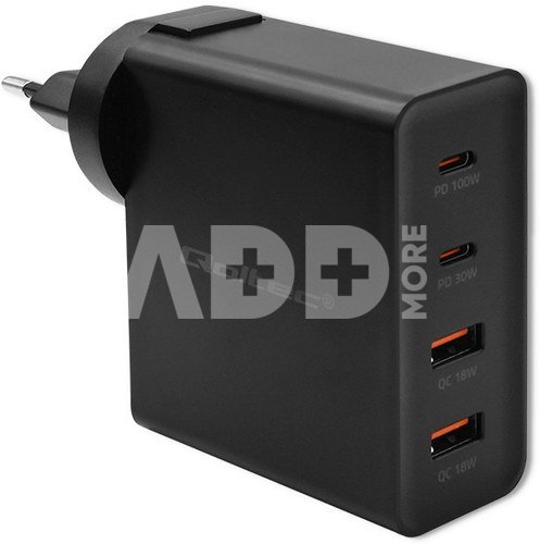 Qoltec GaN POWER PRO charger 2xUSB C, 2xUSB, 130W